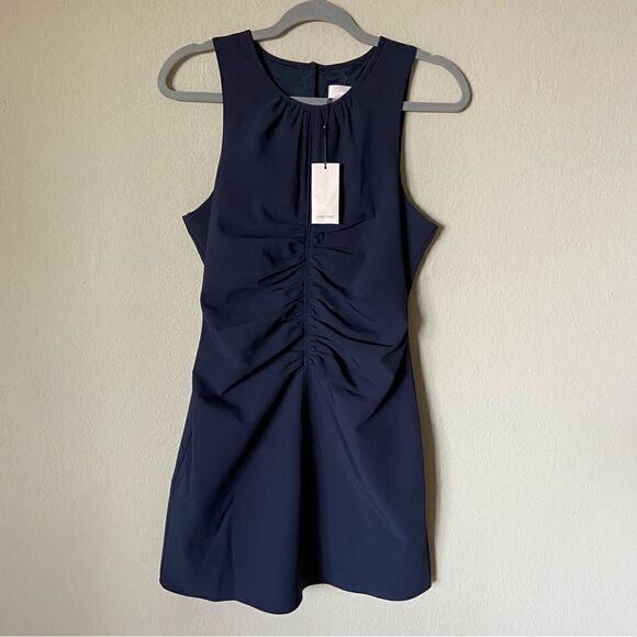 NWT Cinq A Sept Merryl Mini Blue Dress Keyhole Crepe Size 6 - Picture 13 of 17
